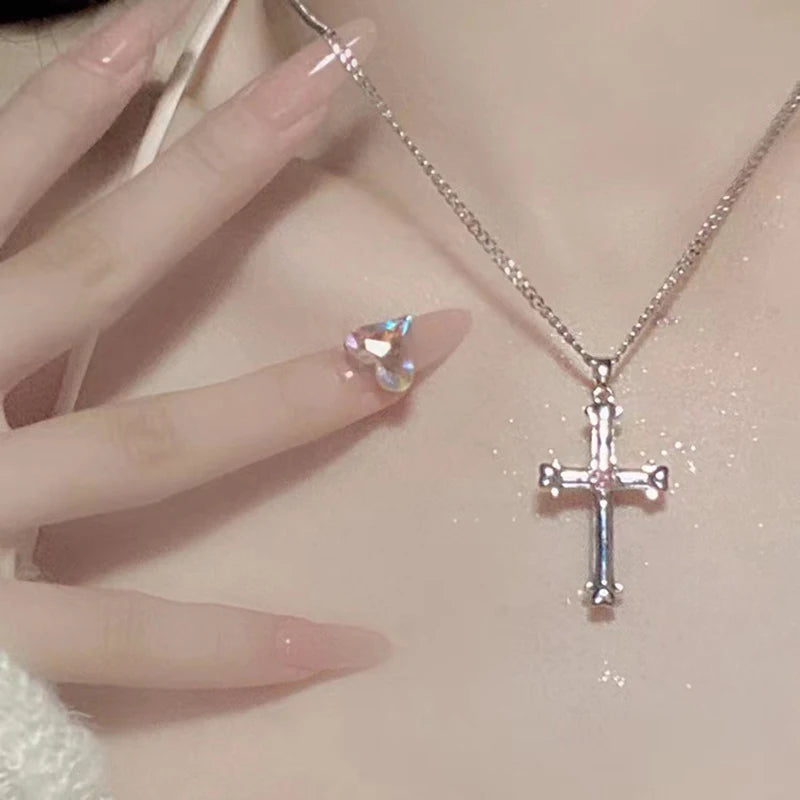 ファッション 原宿 ゴス パンク クロスペンダントネックレス メンズ レディース ヒップホップ ヴィンテージ Y2K 鎖骨チェーン ジュエリー アクセサリー ギフト