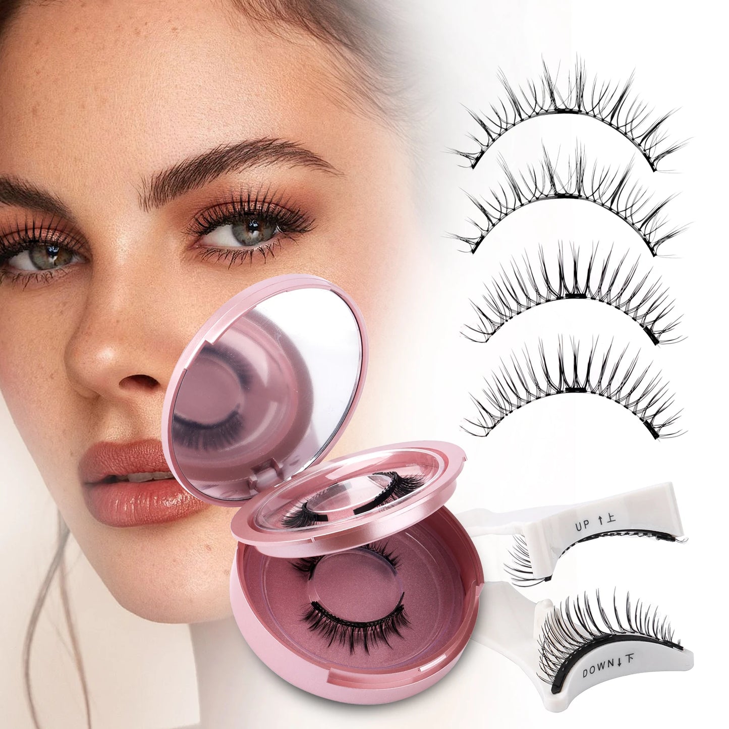 ウェンディラッシュ マグネットまつげ 2ペア ハンドメイド 3D ミンクまつげ 再利用可能 つけまつげセット マグネットピンセットセット メイクアップ