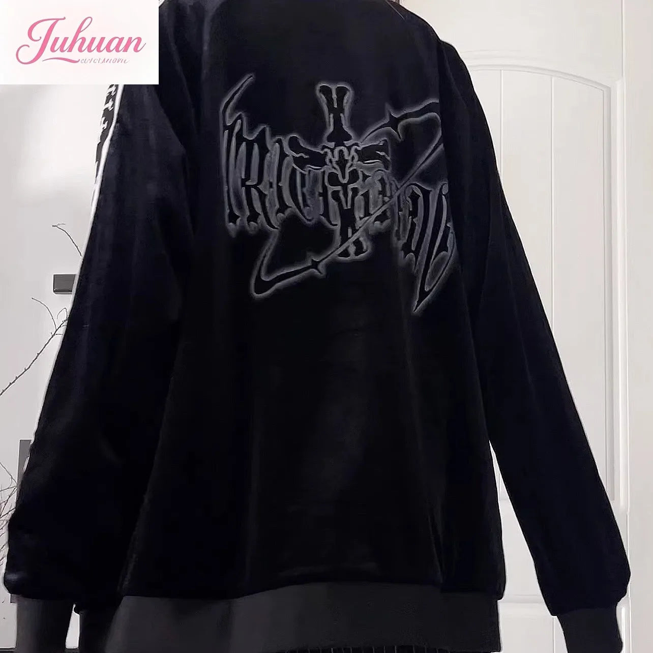 オリジナルサブカルチャーY2Kゴスベルベットプリントジッパージャケット秋新作ストリートパンクダークルーズスポーツコート原宿カジュアルジャケット