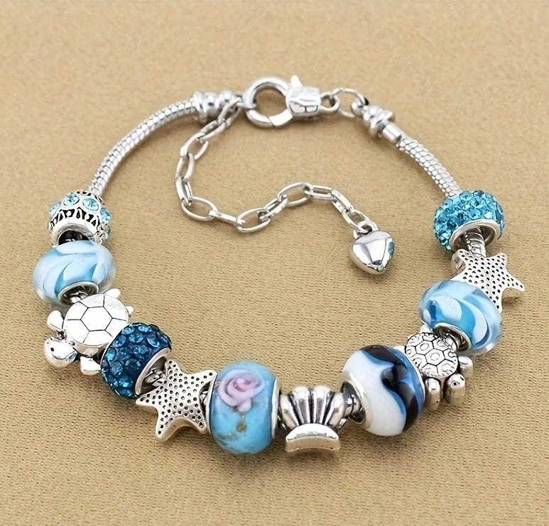 1PC Women's Fashion Multi Element Beaded Love Pan Family Bracelet Jewelry Accessories Daily Dressing Party Holiday Gift -005