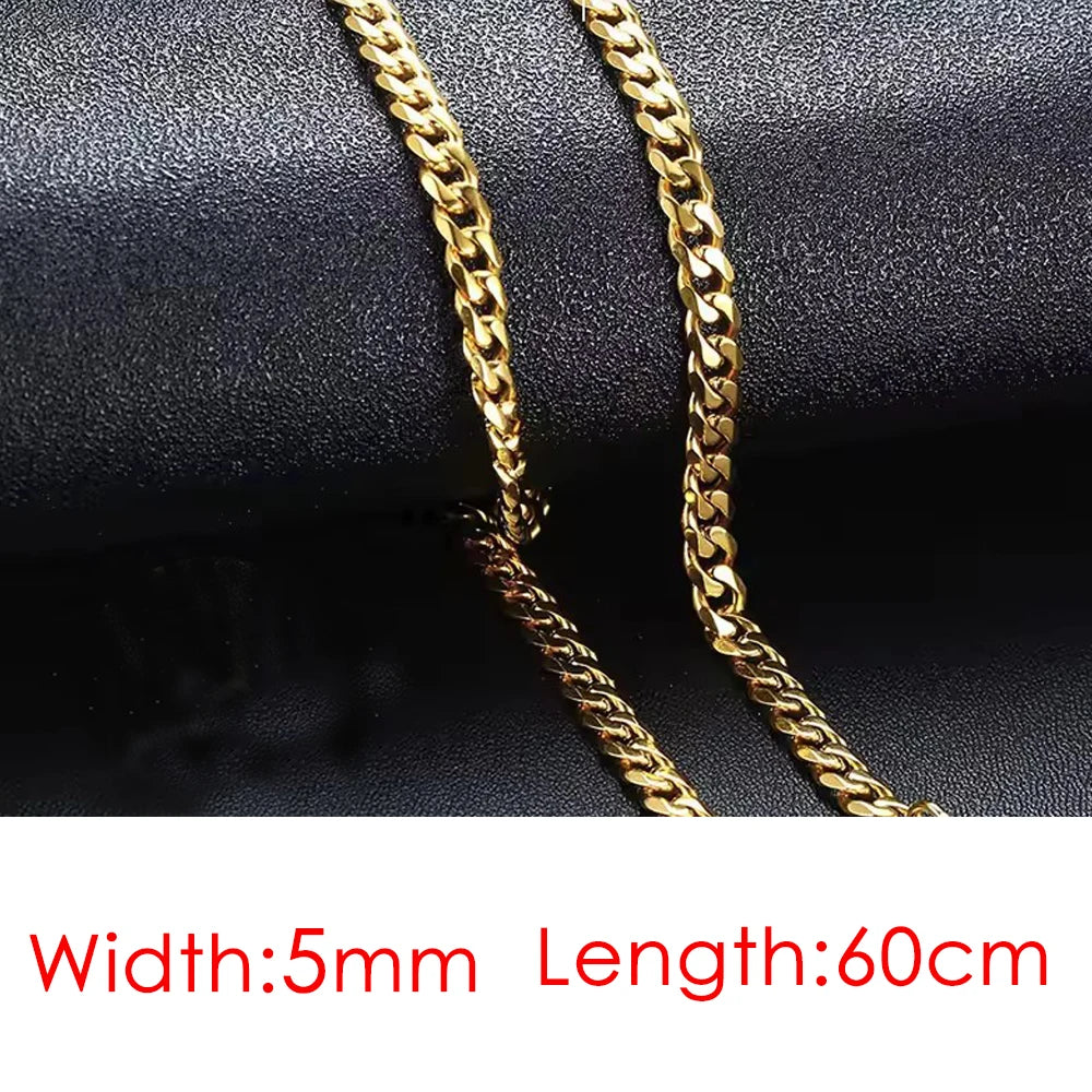 メンズ キューバンチェーンネックレス 3/5mm 60cm ステンレススチール ミニマリスト シルバーカラー ファッション ヒップホップ ジュエリー トレンド アクセサリー ギフト