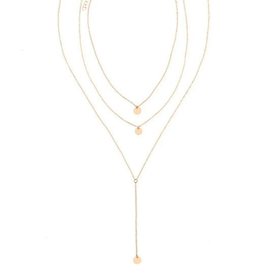 SUMENG New Arrival 2024 Fashion Minimalist Round Disco Coin Chain Necklace Pendant Dainty Sequins Multi Layers Necklaces Women