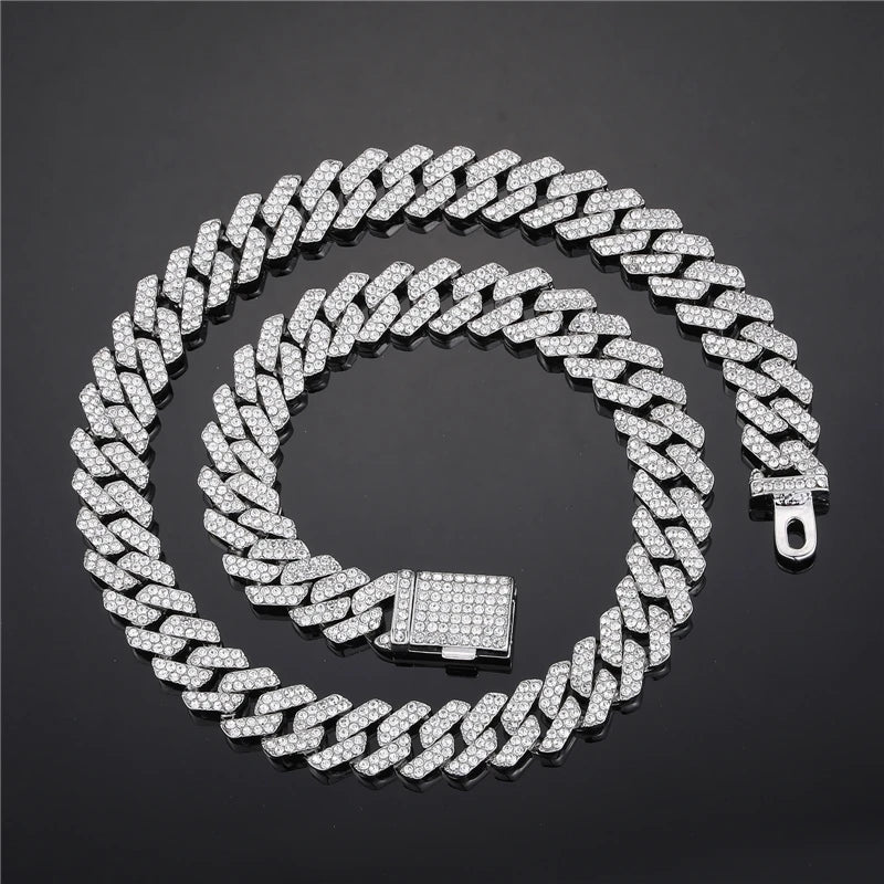 ヒップホップ 13mm キューバンリンクチェーン メンズ マイアミ アイスアウト ブリンブリンネックレス ゴールドメッキ ブリンブリン メンズ レディース ラッパー ジュエリー ギフト