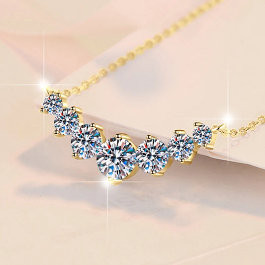 U-Smile Moissanite Necklace D VVS1 for Women D Color Sparkling Lab Diamon Luxury Necklaces 925 Sterling Silver with Certified