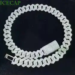 925スターリングシルバー 20mm アイスアウト キューバンリンクチェーン ヒップホップ メンズ アイスアウト キューバンリンクチェーン フルダイヤモンド モアッサナイト ネックレスチェーン