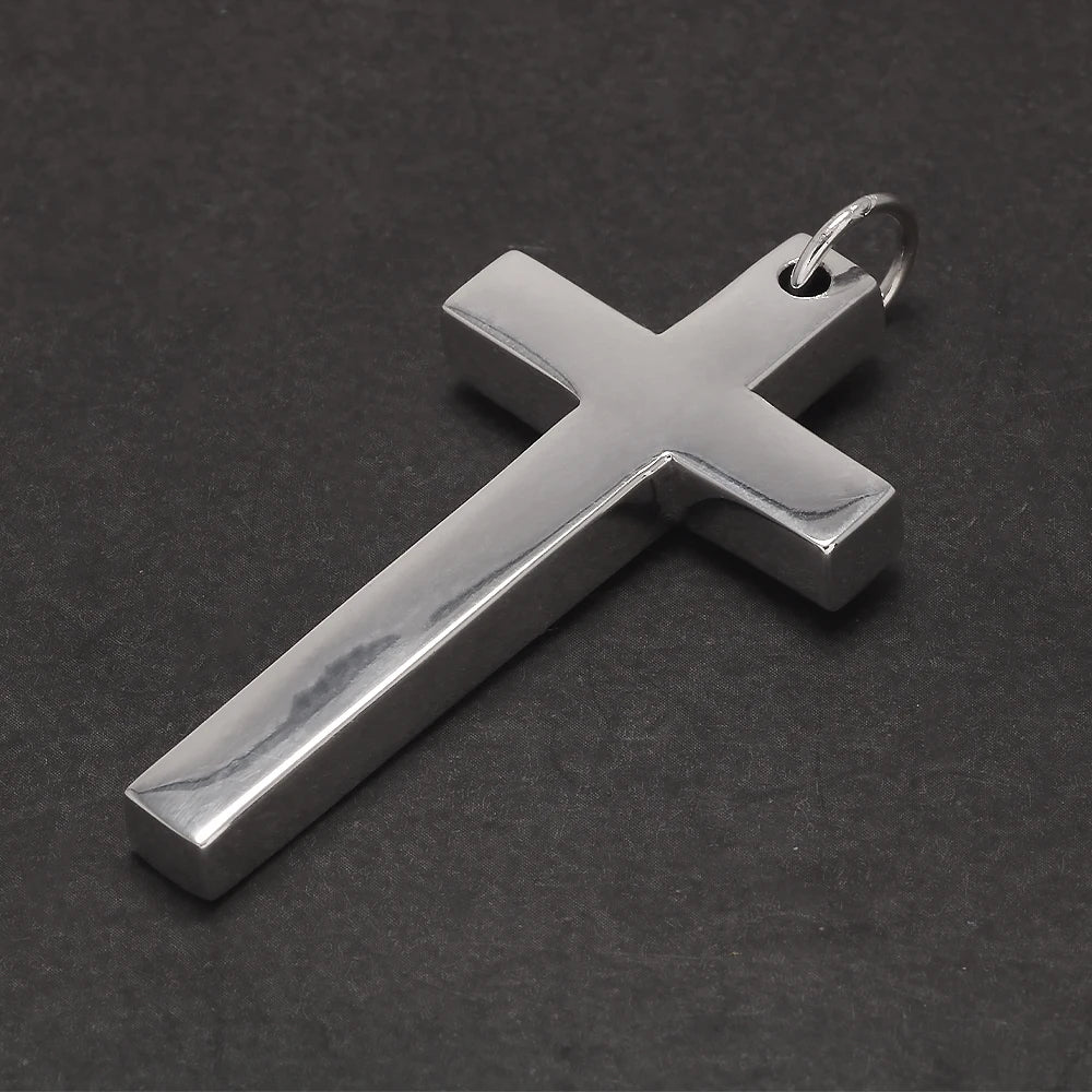 Real Solid 925 Silver Cross Pendant for Men Women Minimalist High Polished Fashion Classic Jesus Christian Prayer Jewelry