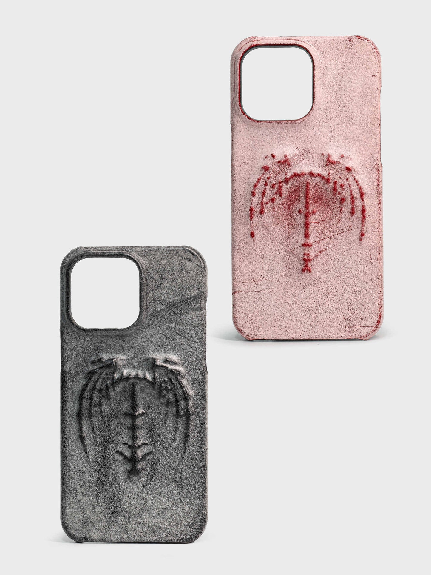 レトロゴシックな吸血鬼コウモリの羽根エンボス加工ダークスタイルスマホケース